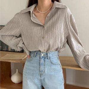 Tan textured collard shirt